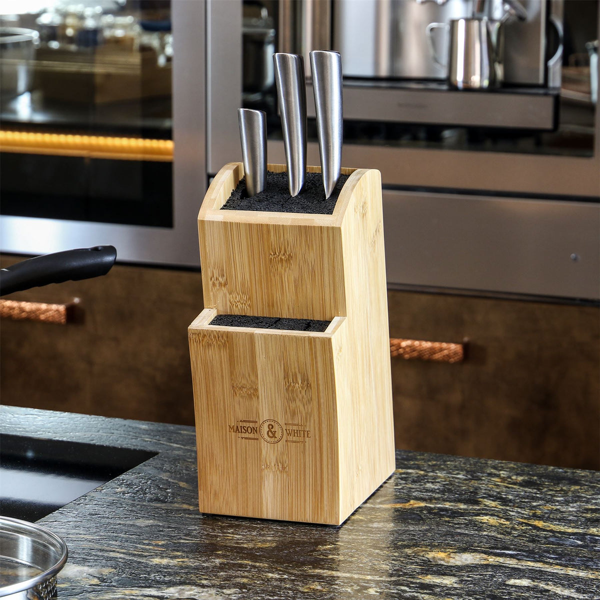Bamboo Knife Block — Two Tiers