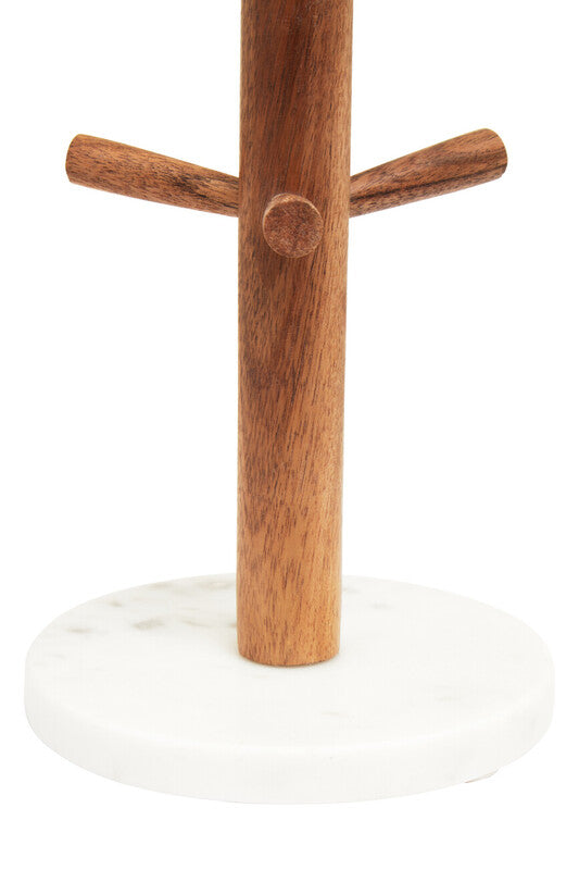 Monzaro Acacia Wood and White Marble Mug Tree