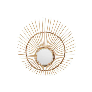 Mataram Sunburst Rattan Wall Mirror — 80cm