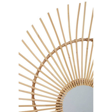 Mataram Sunburst Rattan Wall Mirror — 80cm