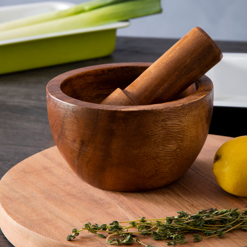 Kora Acacia Wood Mortar & Pestle