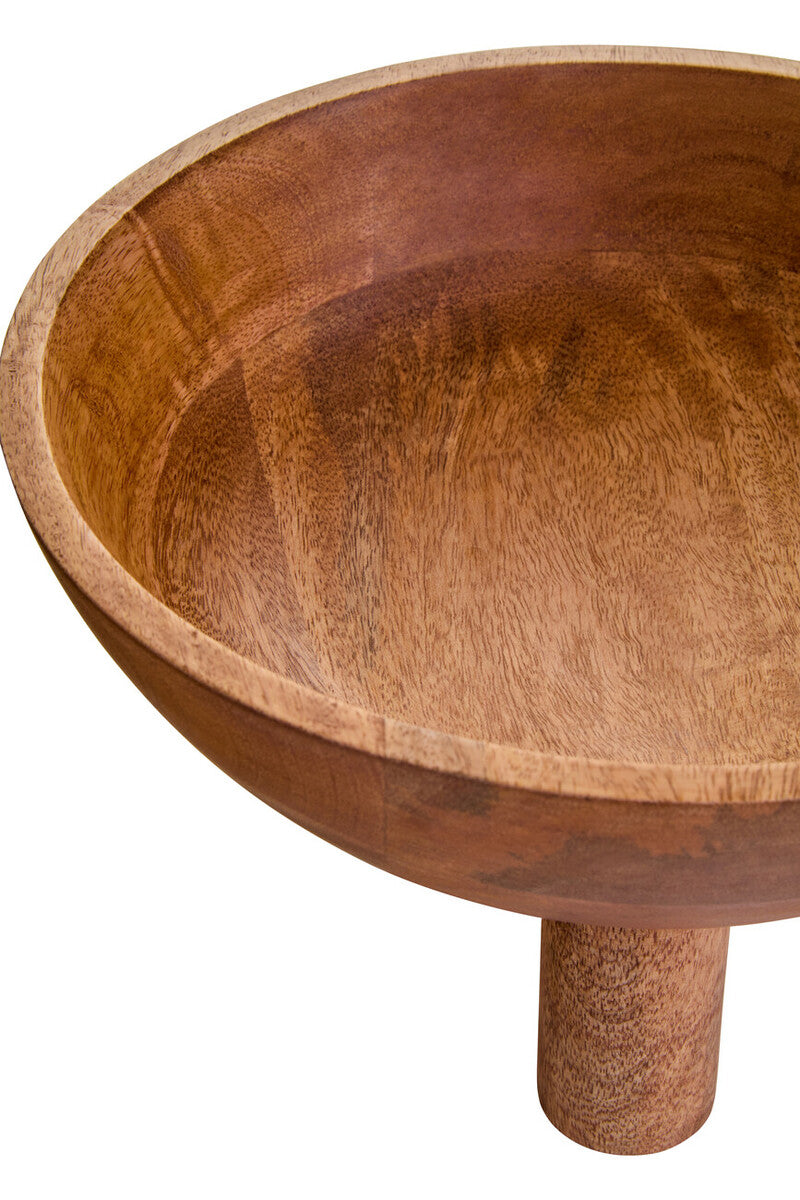 Kara Mango Wood Footed Fruit Bowl — 27cm
