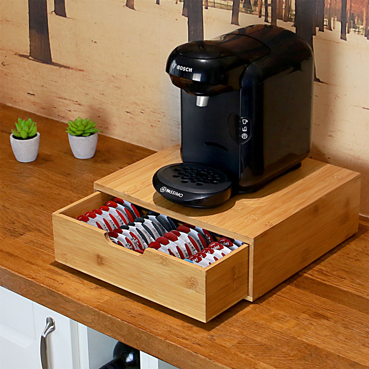 Bamboo Coffee Pod Drawer — Tassimo