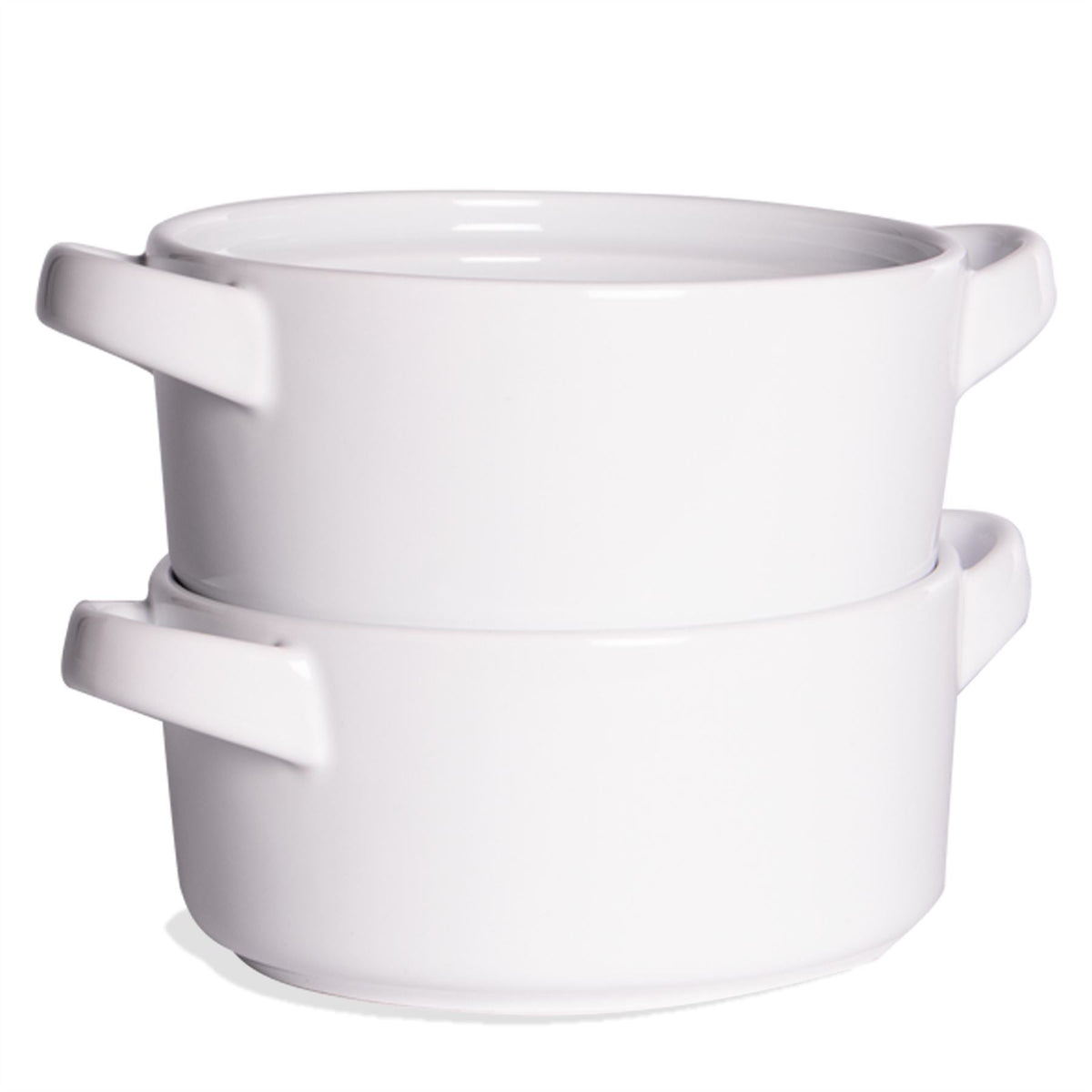 Country Ceramic Soup Bowls with Handles — Set of 4