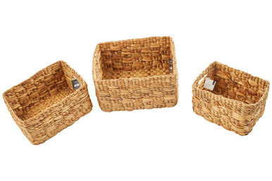 Lidi Natural Water Hyacinth Storage Baskets — Set of 3