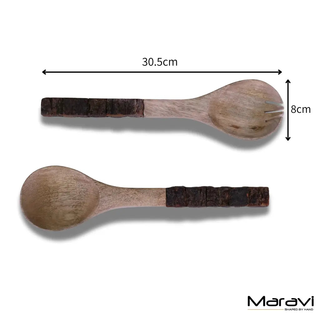 Bhimra Rustic Mango Wood Salad Servers — Set of 2