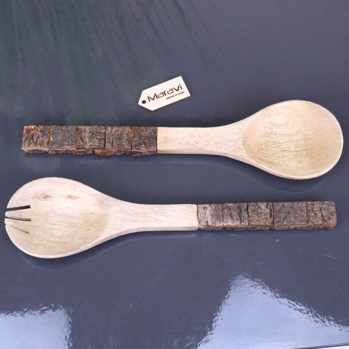 Bhimra Rustic Mango Wood Salad Servers — Set of 2