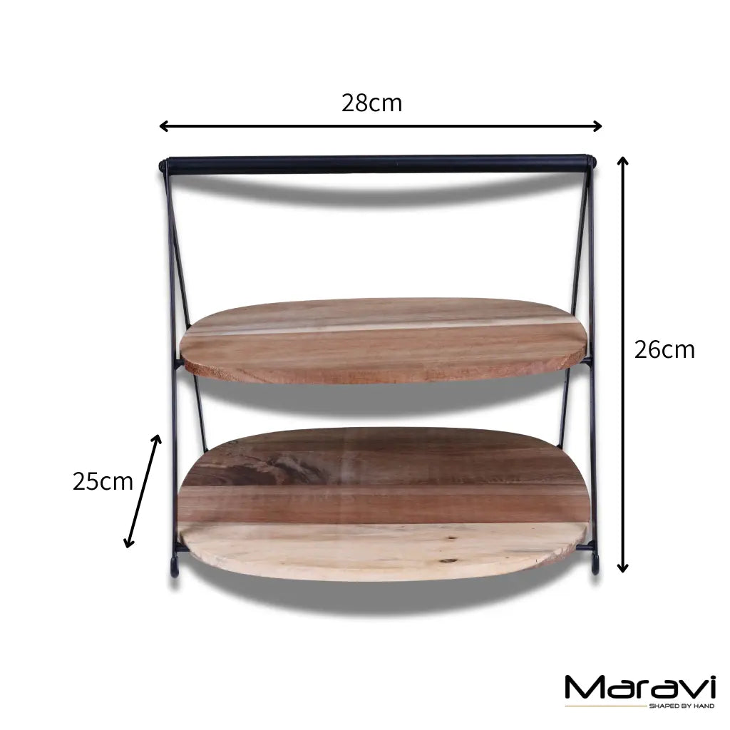 Revika Rustic Two-Tier Wooden Cake Stand