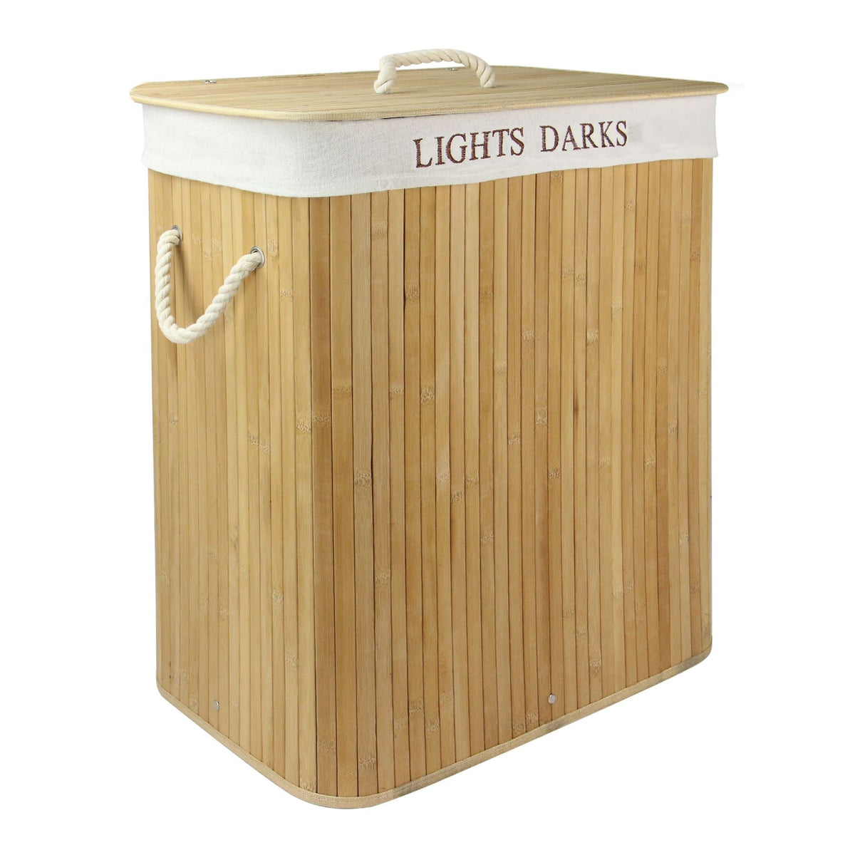 M&W Bamboo Laundry Hamper — Light & Dark, 102L