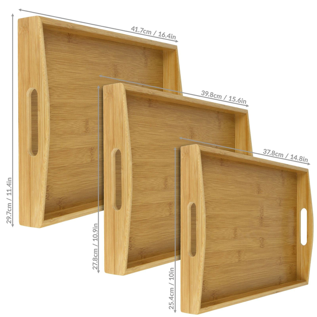 Bamboo Serving Trays — Set of 3