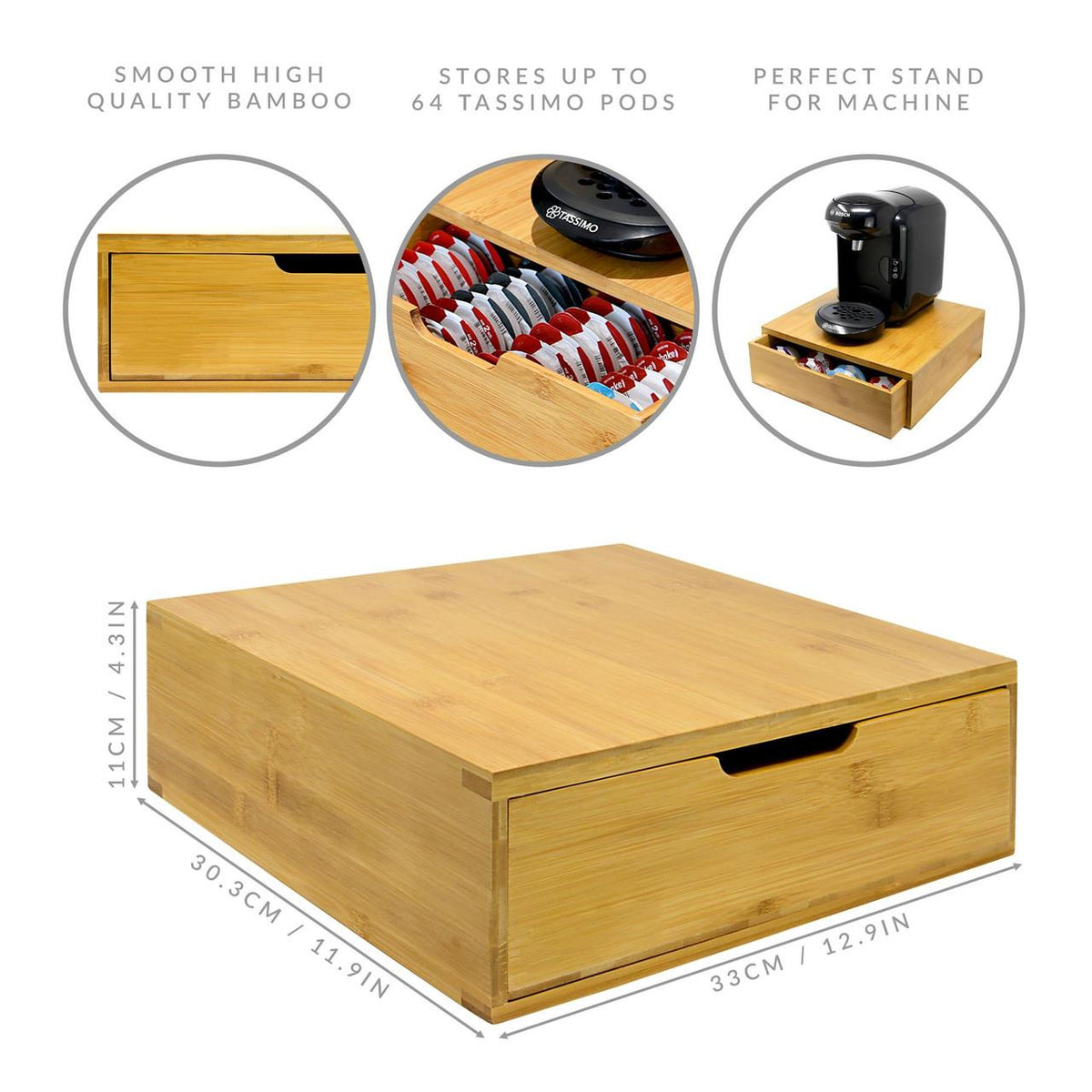 Bamboo Coffee Pod Drawer — Tassimo