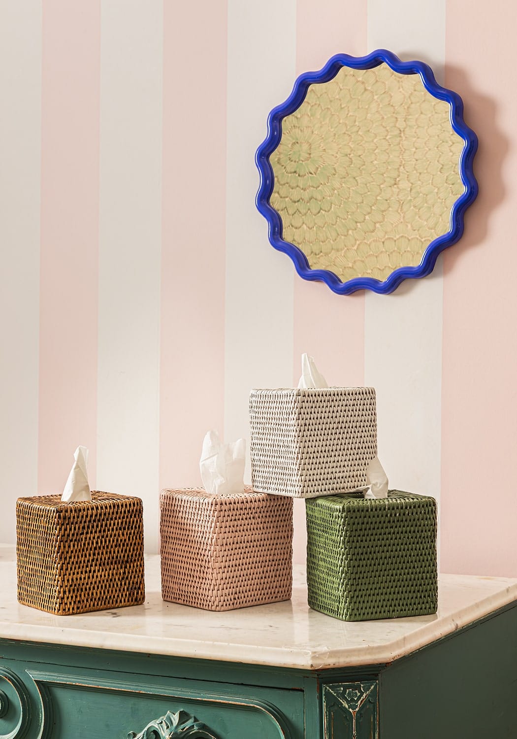 Brown Rattan Tissue Box Cover
