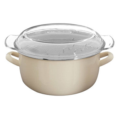 Telo Cream Enamel Fryer Pan with Basket and Lid