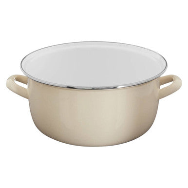 Telo Cream Enamel Fryer Pan with Basket and Lid