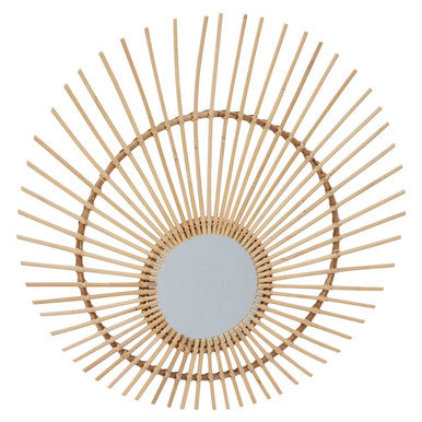 Mataram Sunburst Rattan Wall Mirror — 80cm