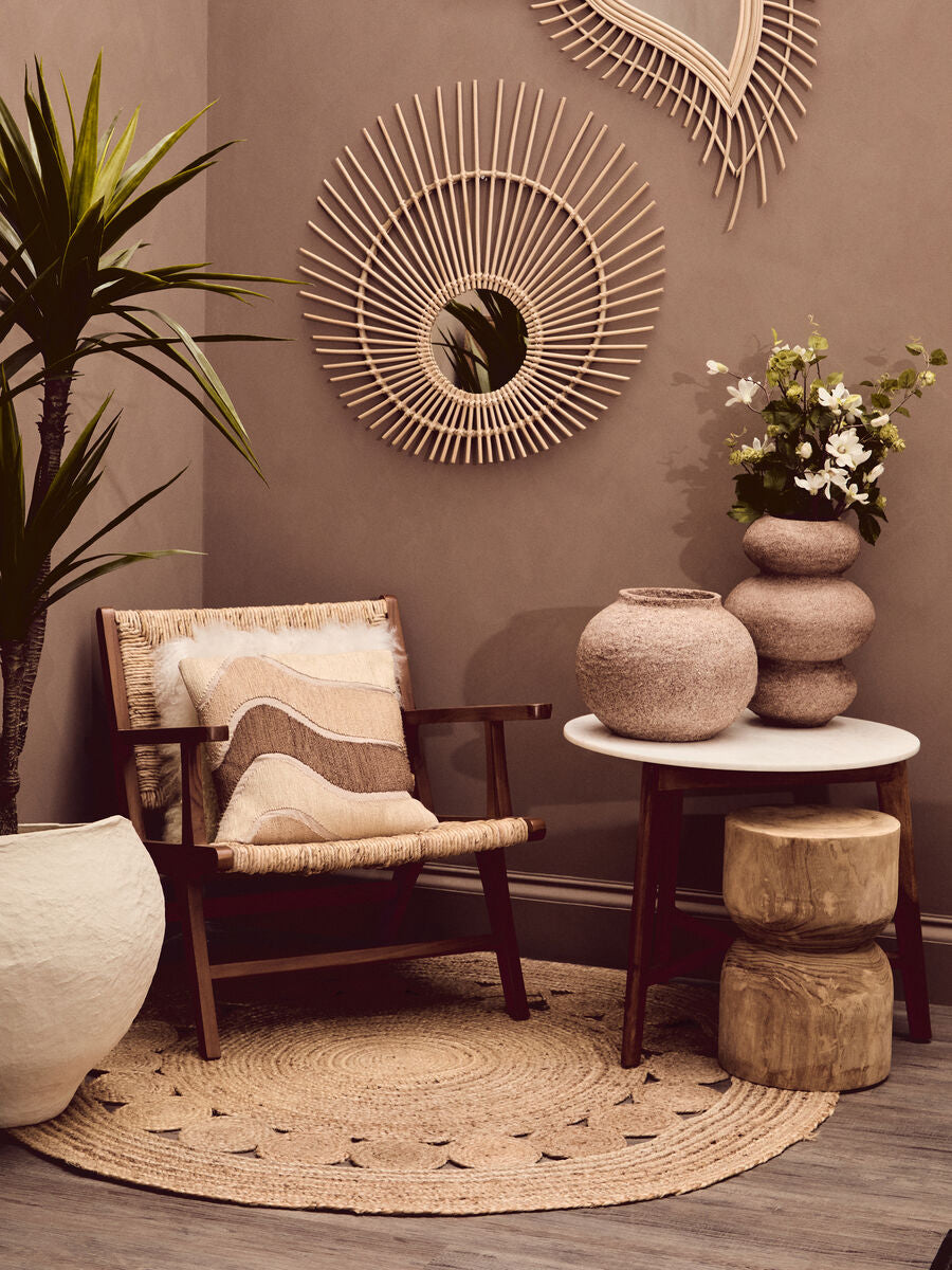 Mataram Sunburst Rattan Wall Mirror — 80cm