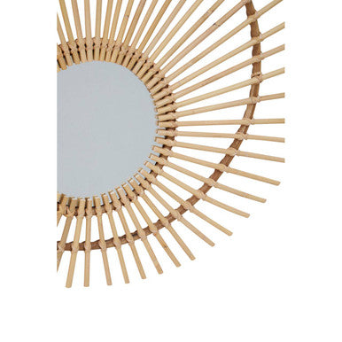 Mataram Sunburst Rattan Wall Mirror — 80cm