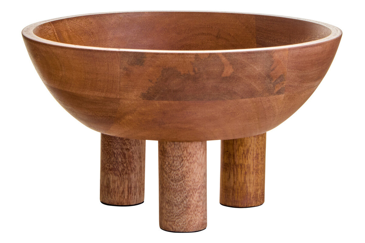 Kara Mango Wood Footed Fruit Bowl — 27cm