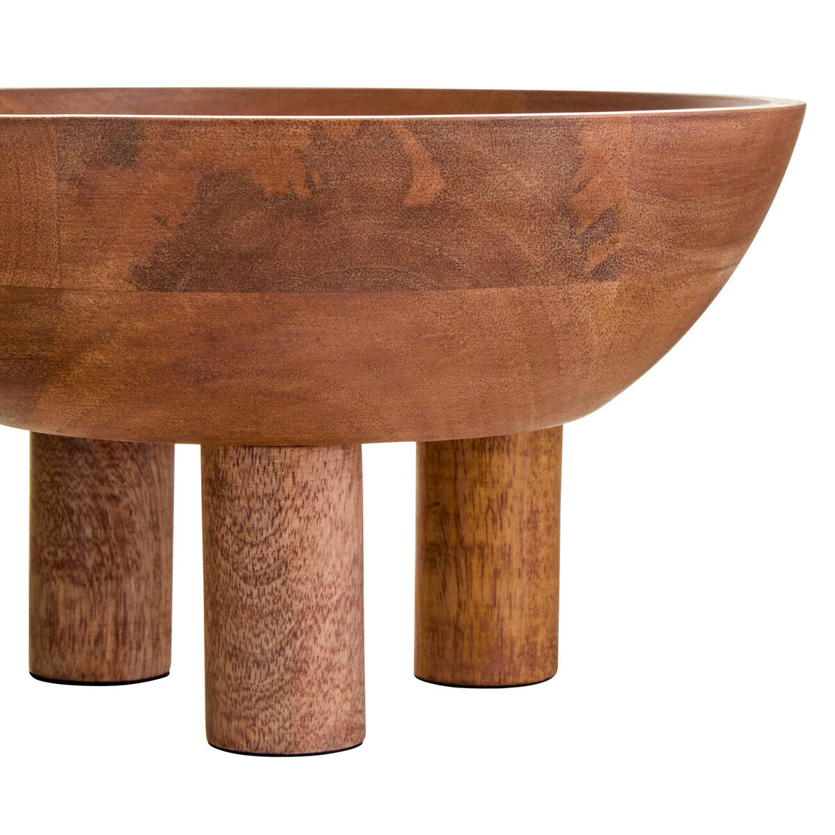 Kara Mango Wood Footed Fruit Bowl — 27cm