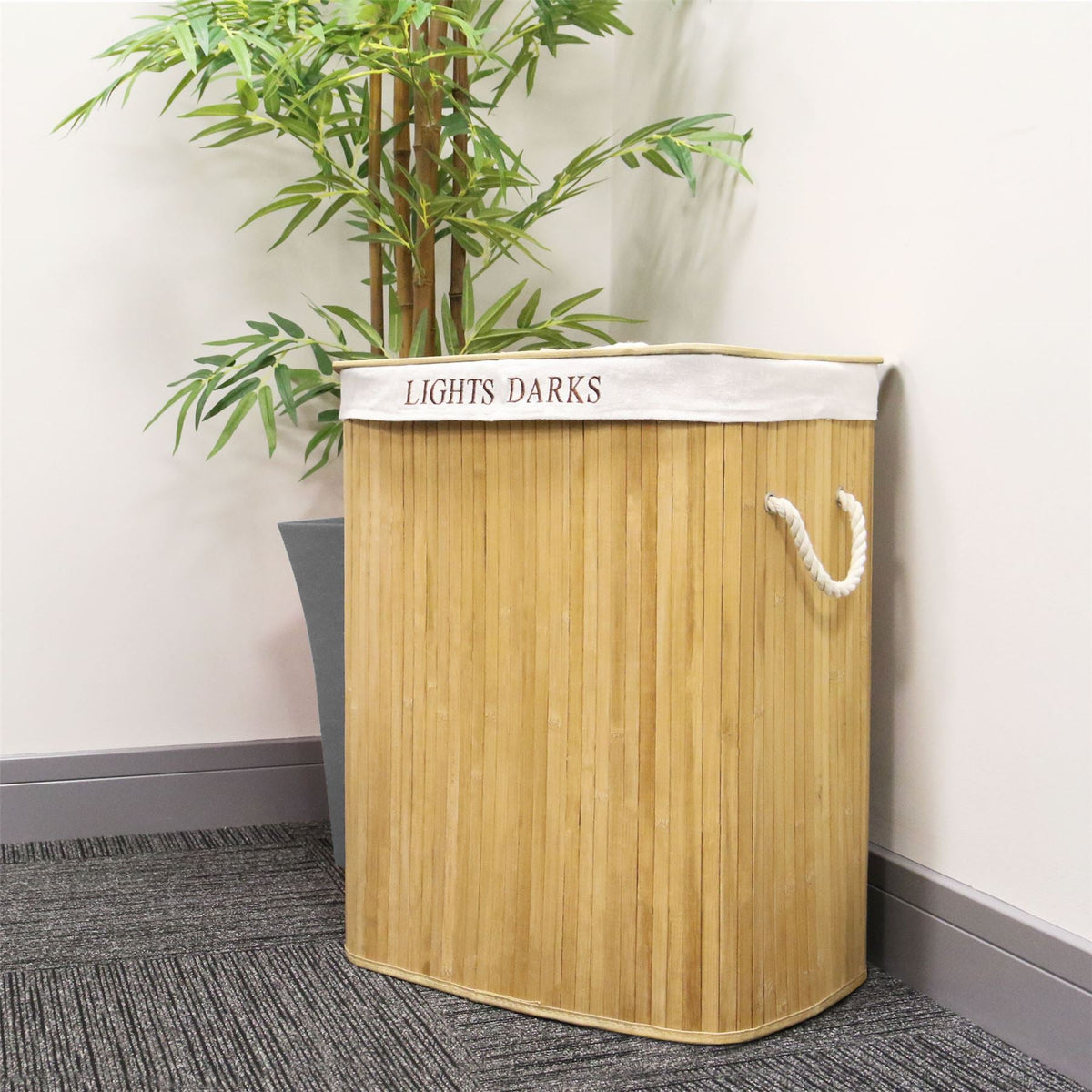 M&W Bamboo Laundry Hamper — Light & Dark, 102L