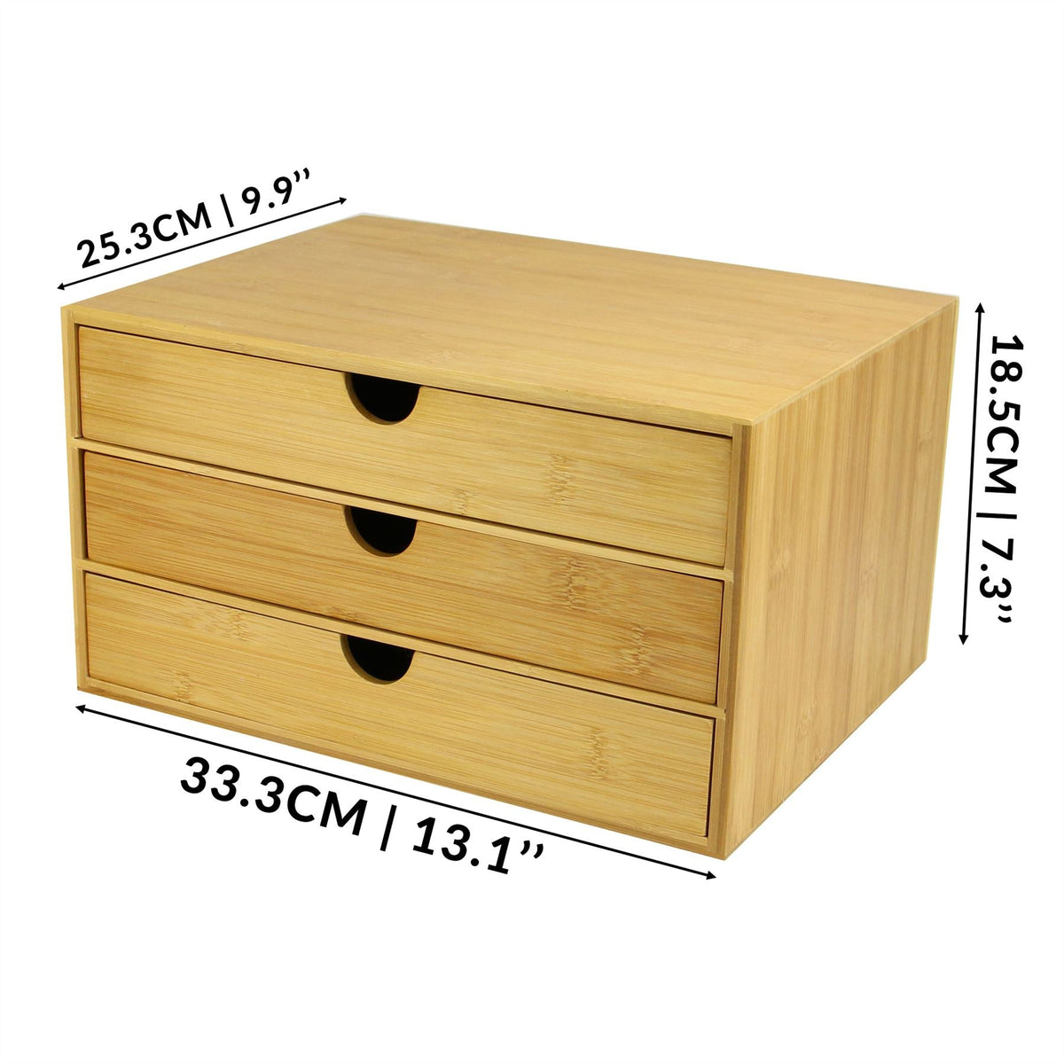M&W Bamboo Desktop Organiser — 3 Drawers