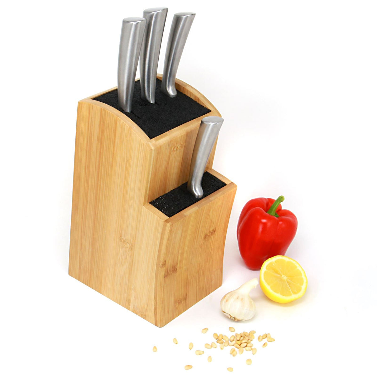 Bamboo Knife Block — Two Tiers