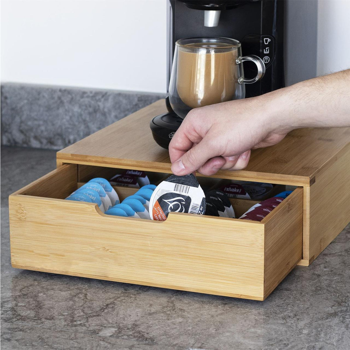 Bamboo Coffee Pod Drawer — Tassimo