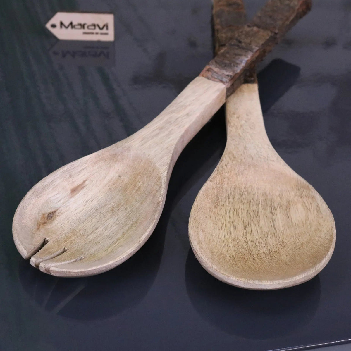 Bhimra Rustic Mango Wood Salad Servers — Set of 2