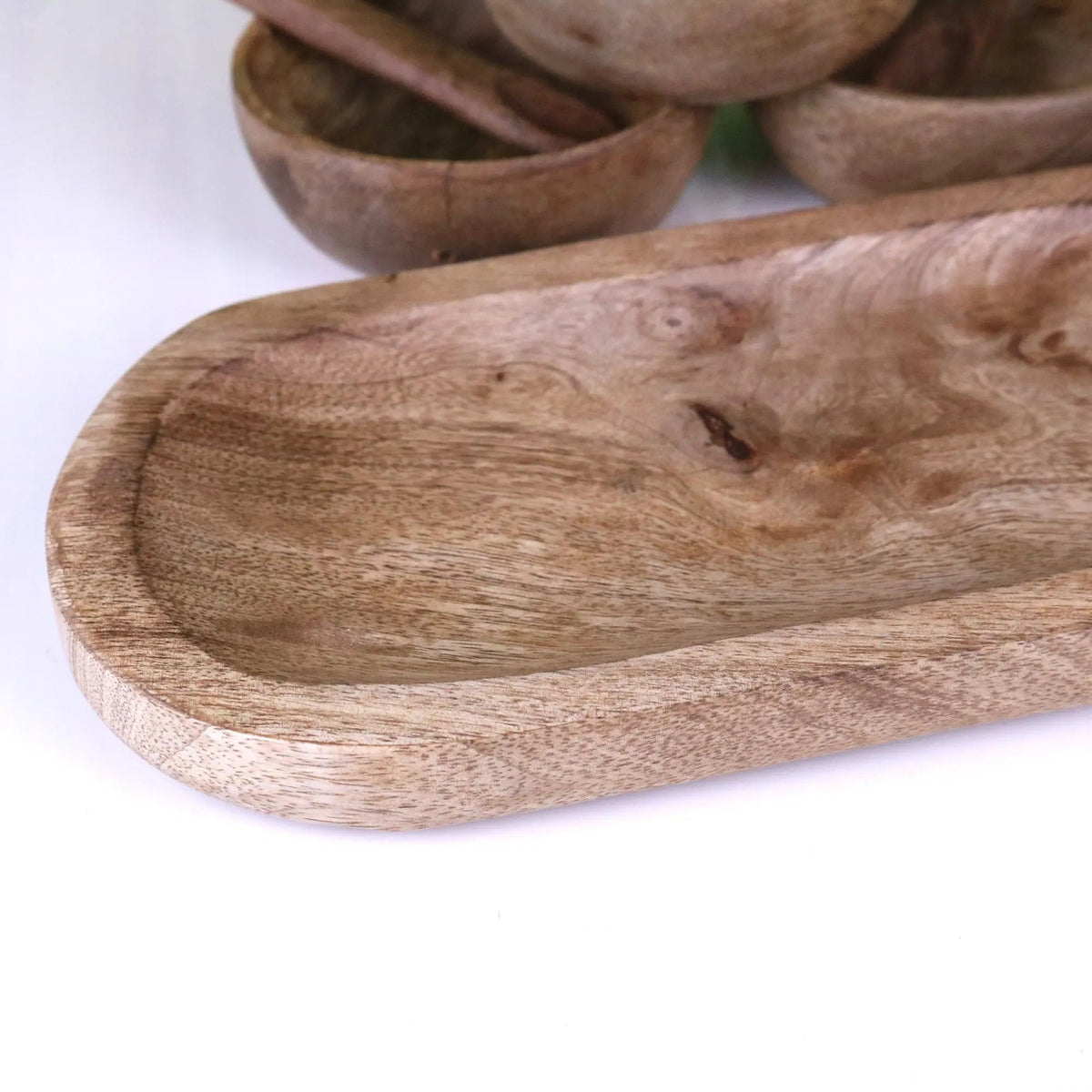 Karuna Mango Wood Serving Bowls & Tray — Set of 3