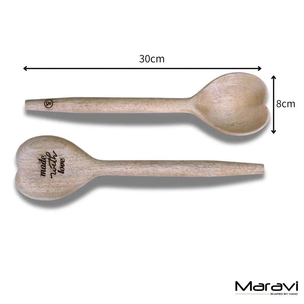 Marula Heart Mango Wood Spoons — Set of 2
