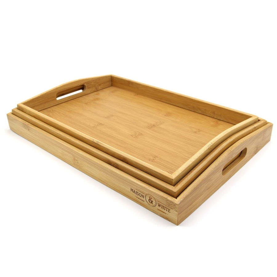 Bamboo Serving Trays — Set of 3