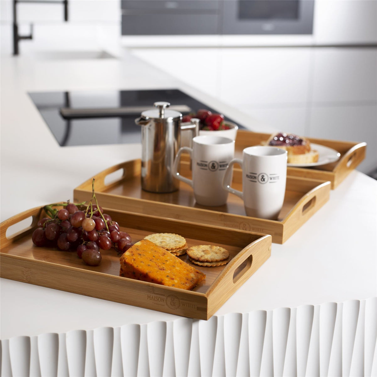 Bamboo Serving Trays — Set of 3