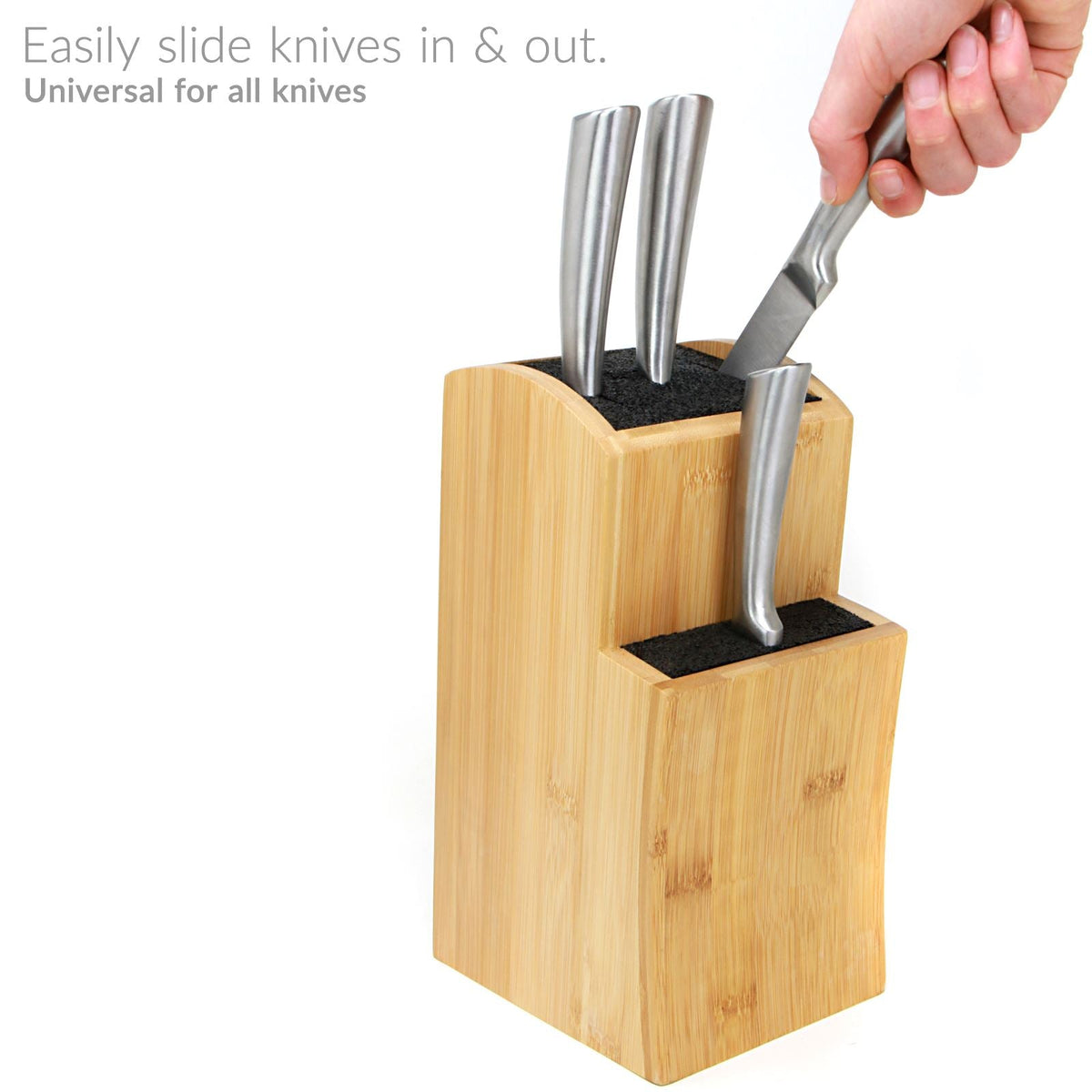 Bamboo Knife Block — Two Tiers