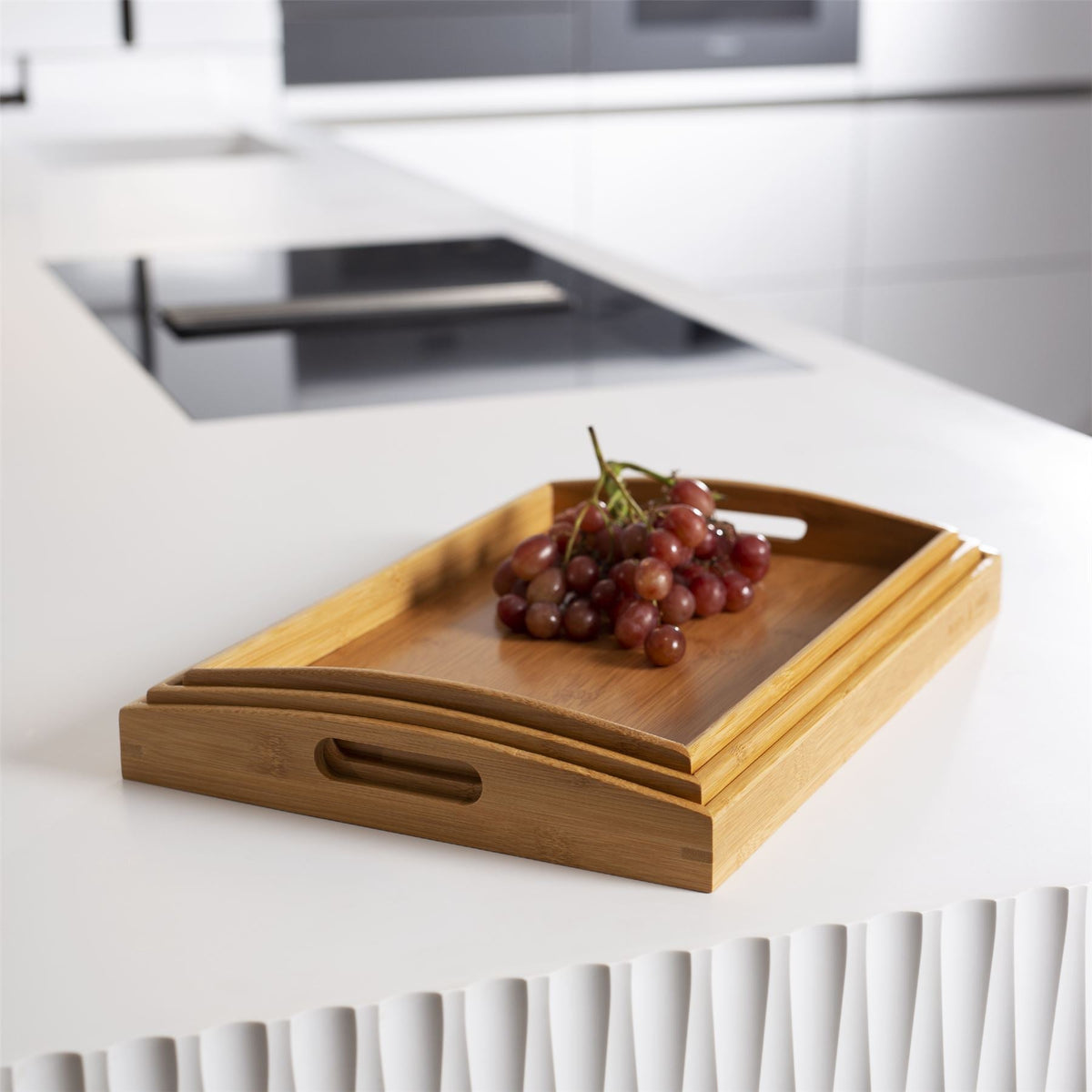 Bamboo Serving Trays — Set of 3