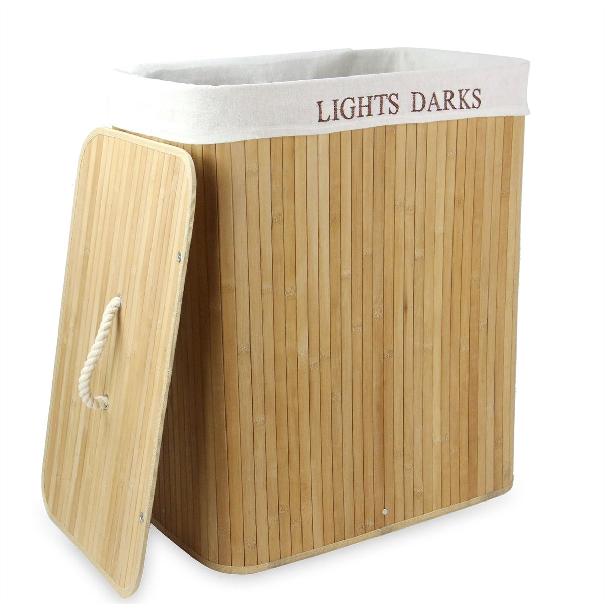 M&W Bamboo Laundry Hamper — Light & Dark, 102L